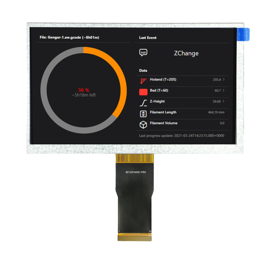 7 inch LCD 1024x600 50pin RGB (HC070IK25035-B26V02)