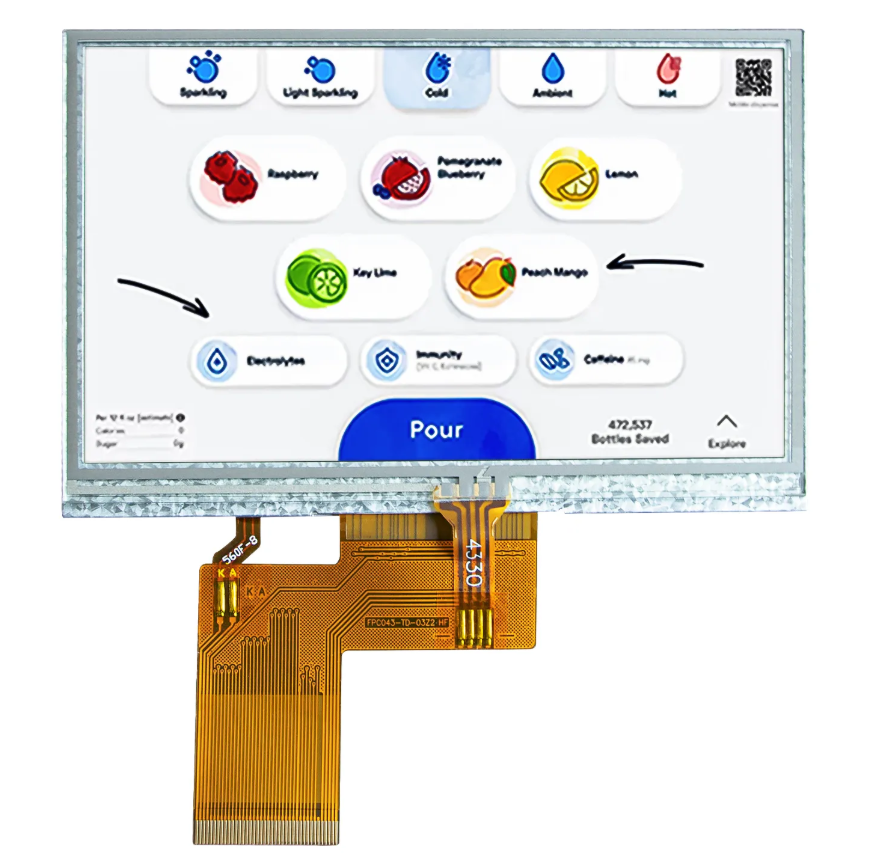 800×480 resolution 4.3 inch IPS TFT LCD Display with 1000nits RGB interface(HC043IGA0029-D20H)