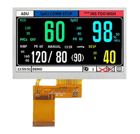4.3 inch IPS TFT LCD IPS 480x (RGB) ×272 Resolution