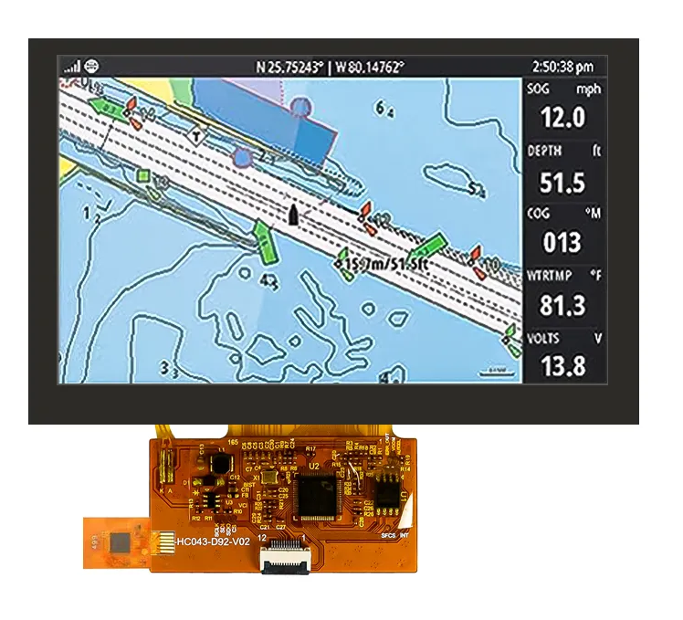 5 inch LCD Display 800x480resolution 12PIN SPI 300nits LCD (HC050IG30029-F41V.C）